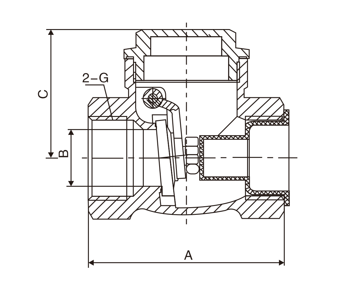 黃(huáng)銅卧式止(zhi)回閥(圖1)